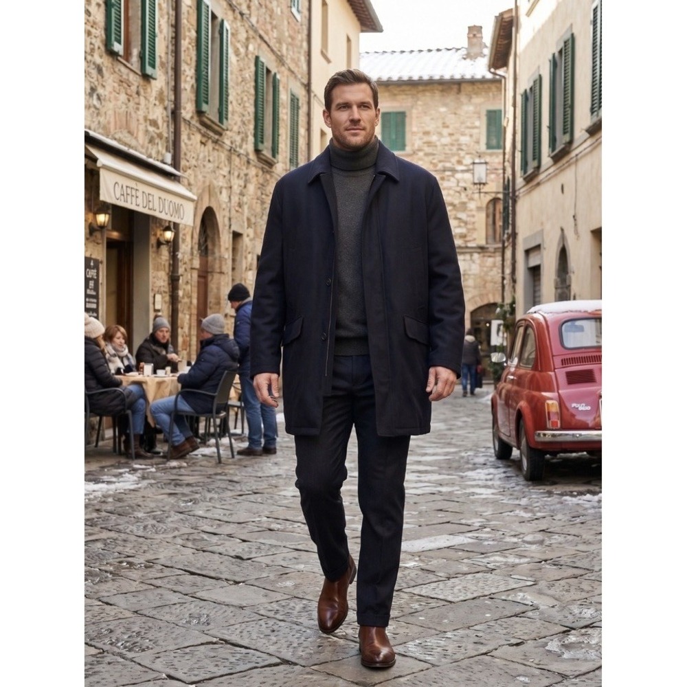 NWOT Brooks Brothers Brooksstorm Men's Loro Piana Italian Wool Navy Coat SZ XL.